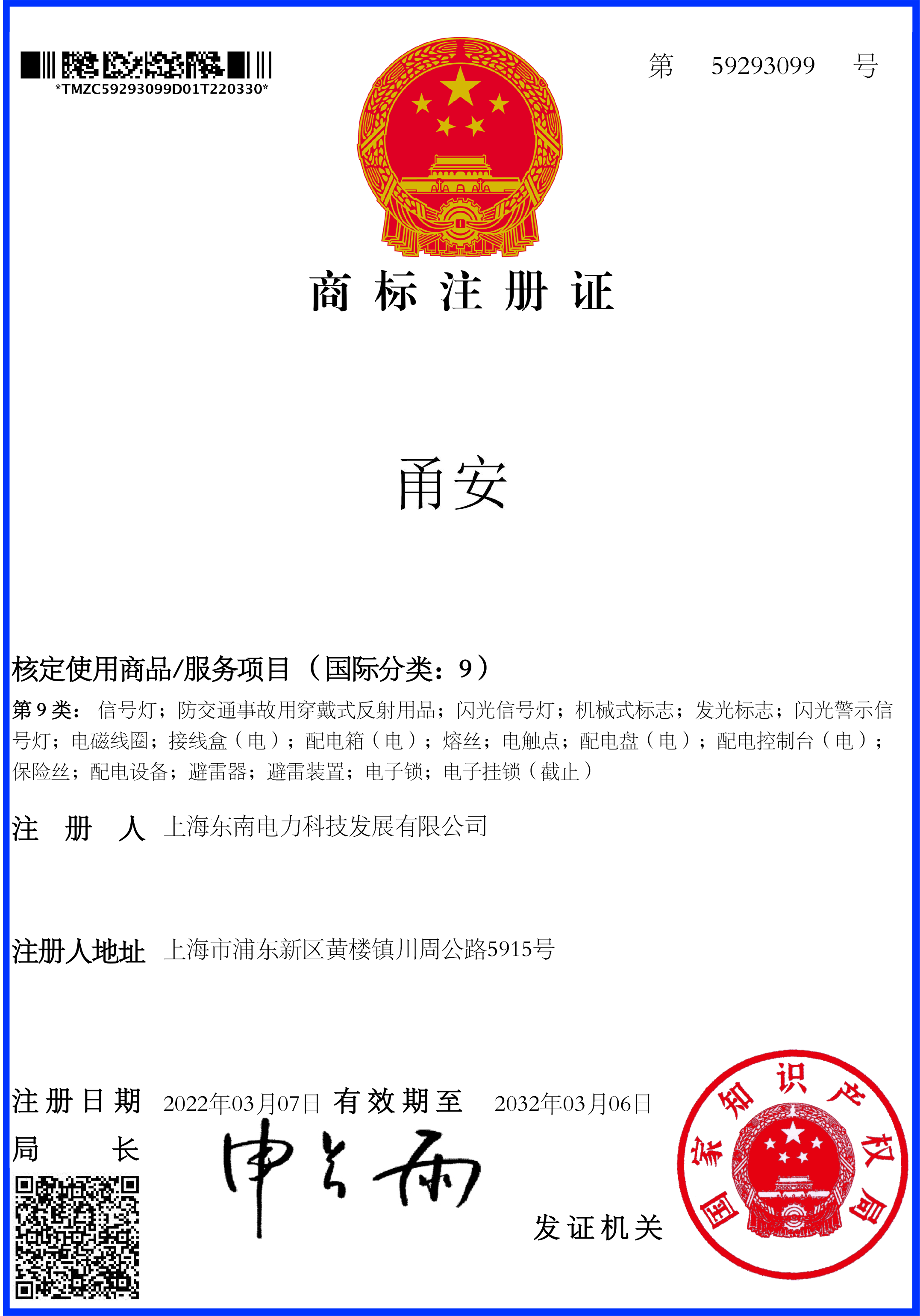 Trademark Registration Certificate